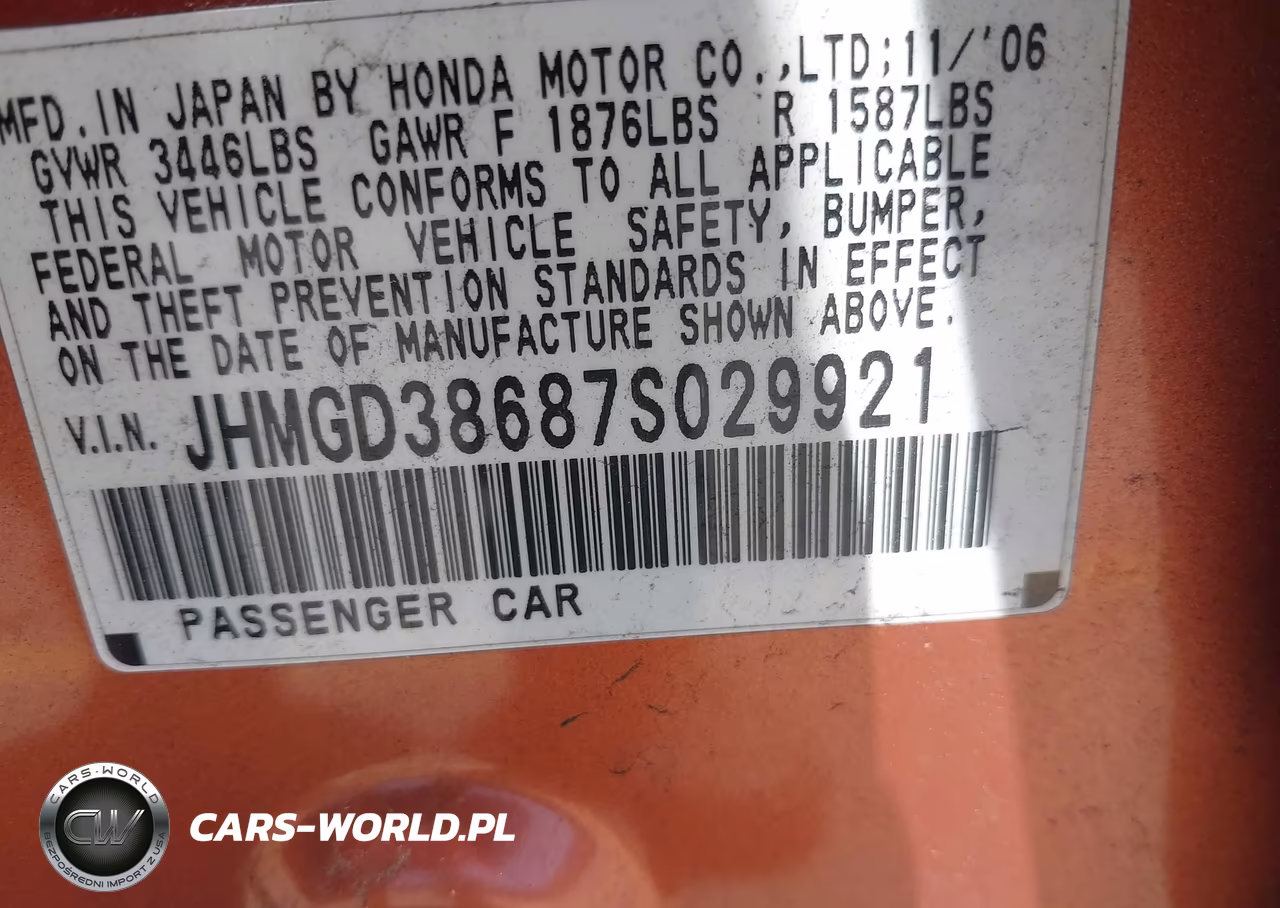 2007 Honda Fit Sport VIN:JHMGD38687S029921 - 9