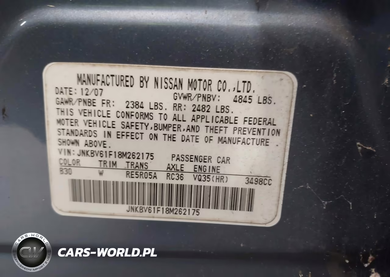 2008 Infiniti G35X VIN:JNKBV61F18M262175 - 9