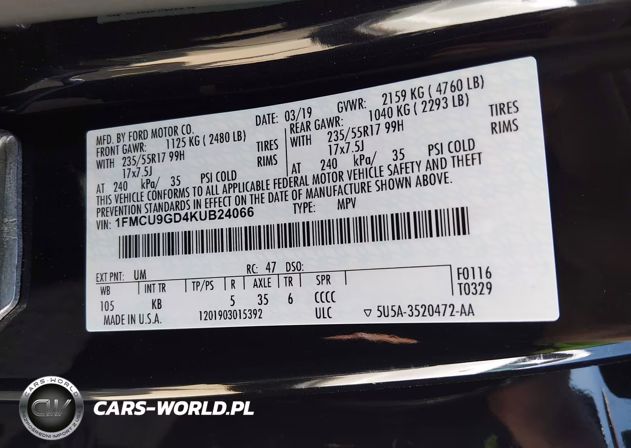 2019 Ford Escape Se VIN:1FMCU9GD4KUB24066 - 9