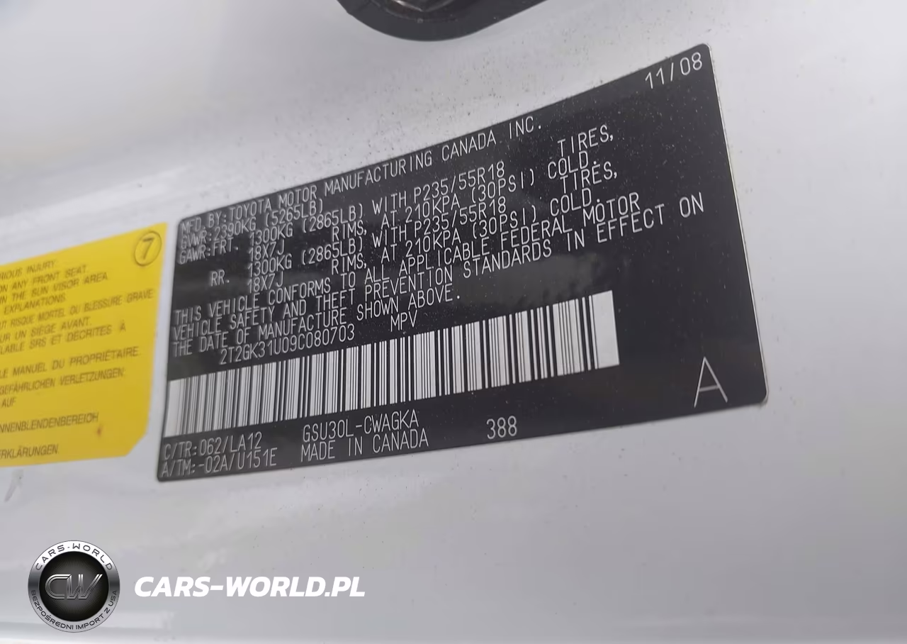 2009 Lexus Rx 350 VIN:2T2GK31U09C080703 - 9