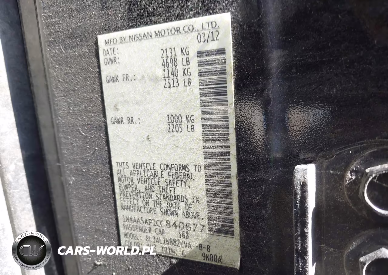 2012 Nissan Maxima 3.5 Sv VIN:1N4AA5AP1CC840677 - 9