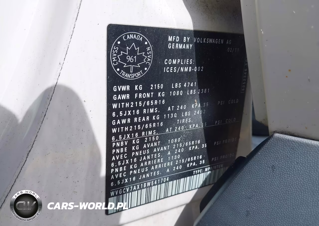 2011 Volkswagen Tiguan S VIN:WVGCV7AX1BW541704 - 9