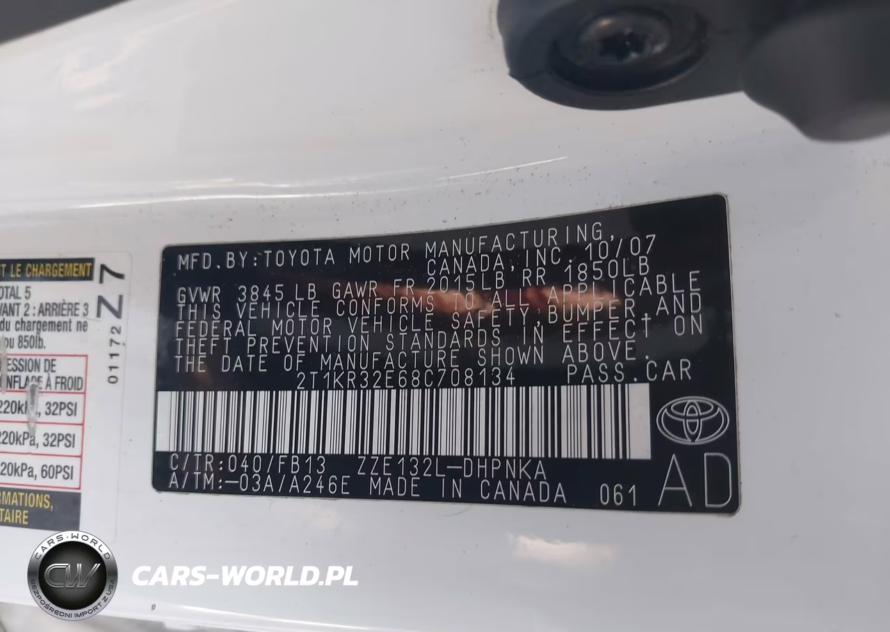 2008 Toyota Matrix Xr VIN:2T1KR32E68C708134 - 9