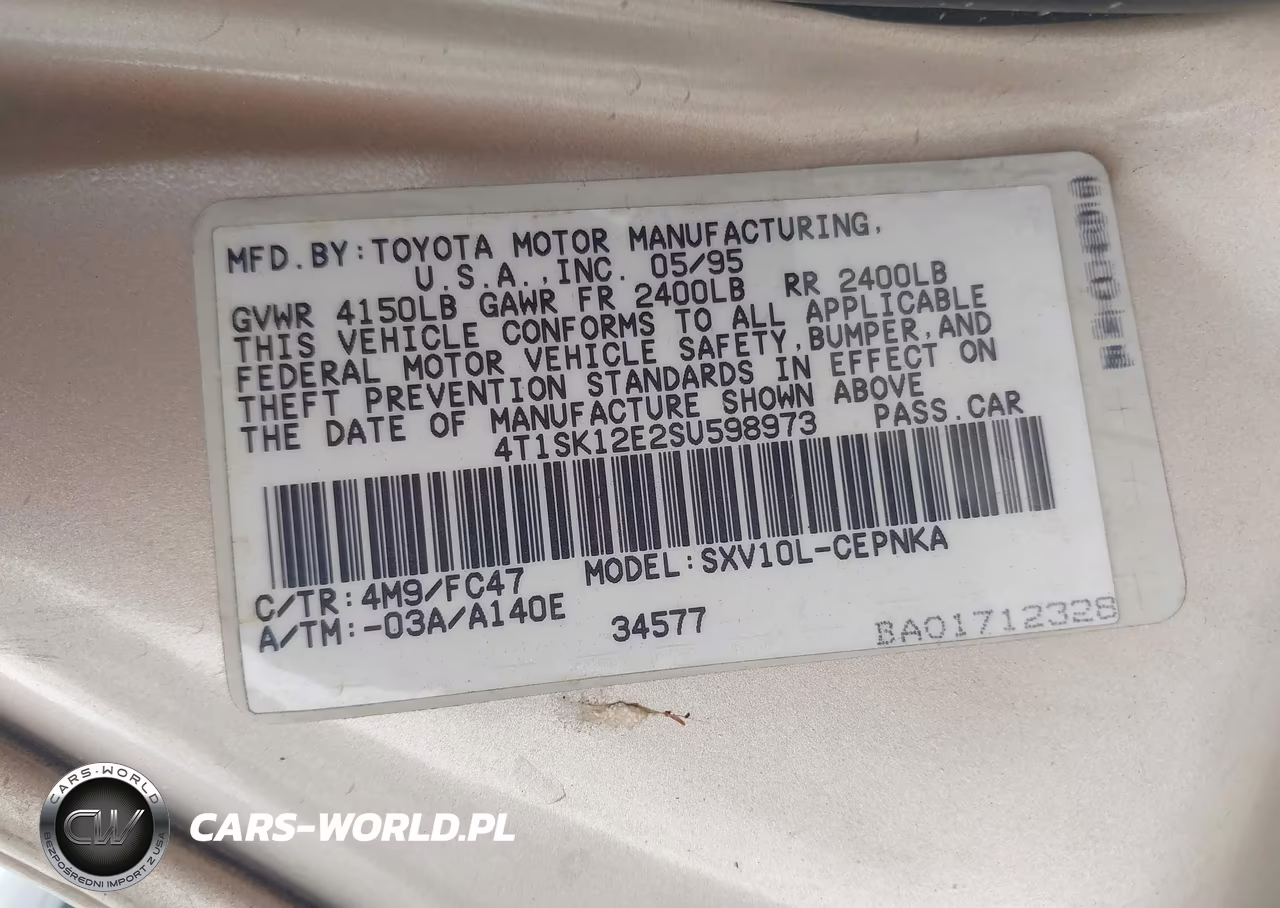 1995 Toyota Camry Le VIN:4T1SK12E2SU598973 - 9