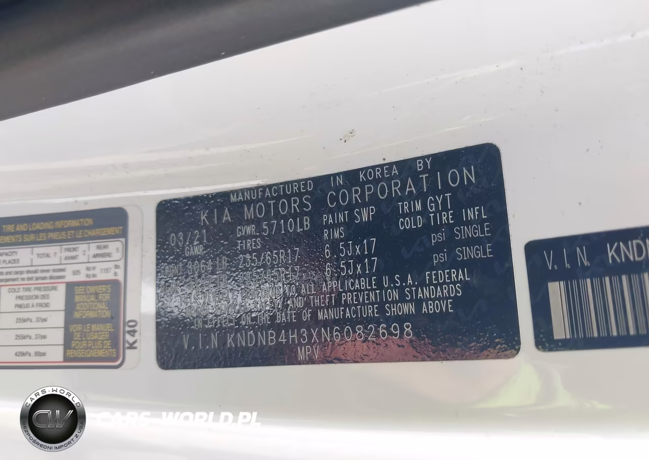 2022 Kia Carnival Mpv Lx VIN:KNDNB4H3XN6082698 - 9