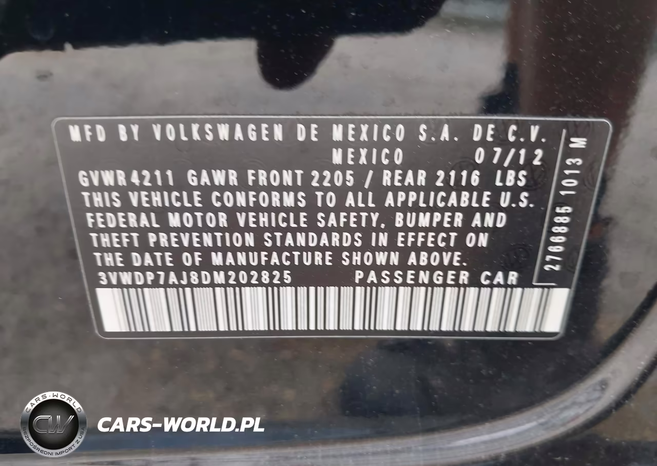 2013 Volkswagen Jetta 2.5L Se VIN:3VWDP7AJ8DM202825 - 9