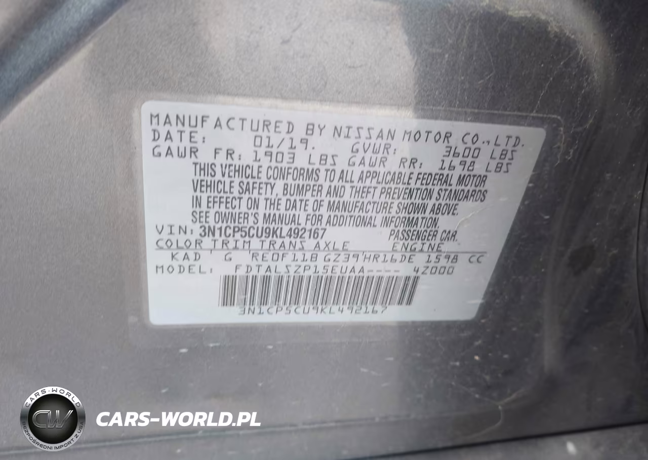 2019 Nissan Kicks Sv VIN:3N1CP5CU9KL492167 - 9