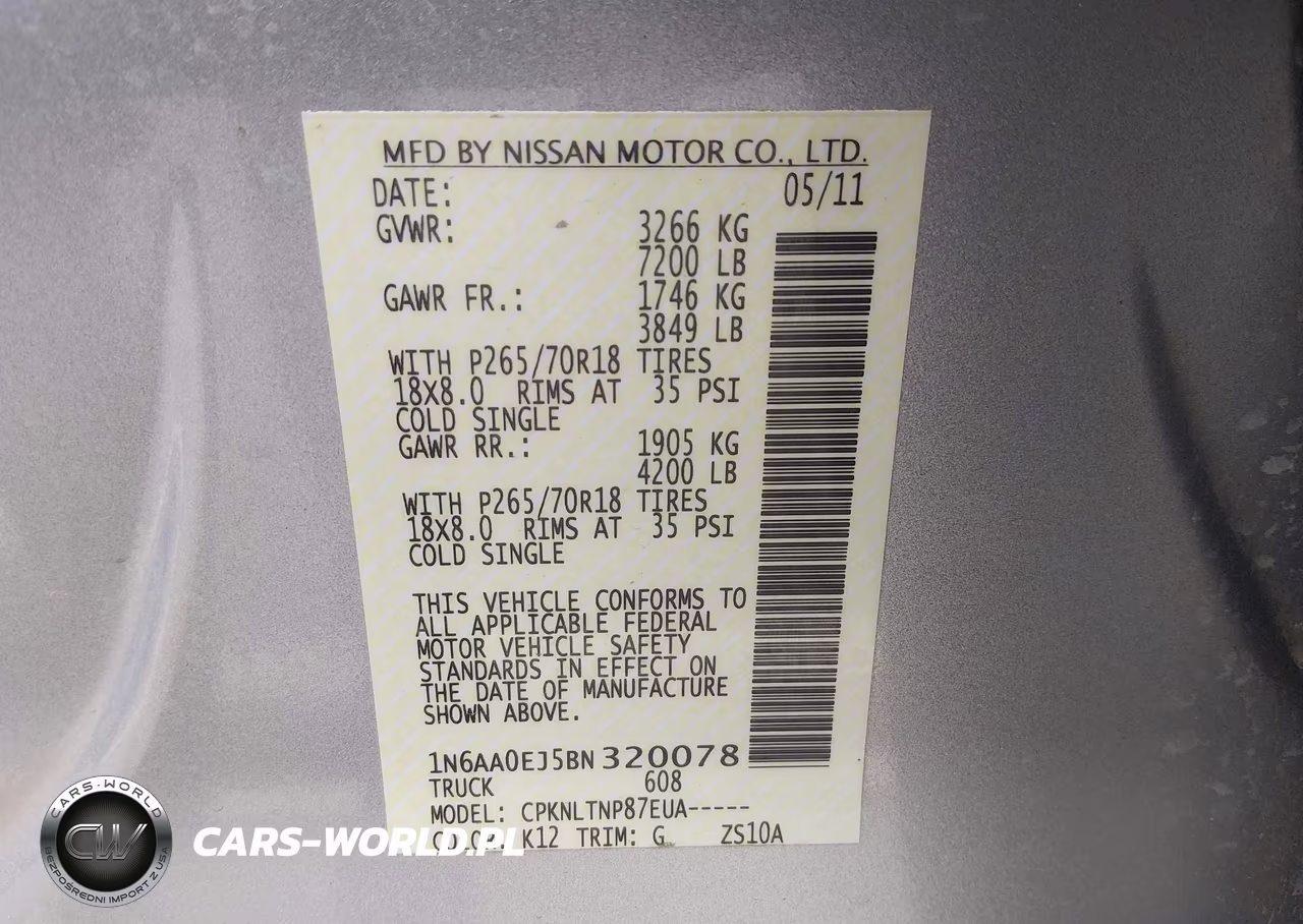2011 Nissan Titan Sv VIN:1N6AA0EJ5BN320078 - 9