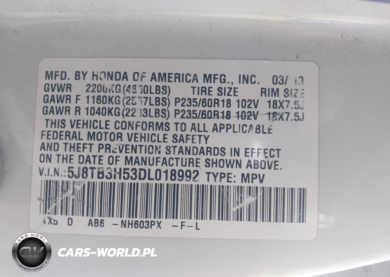 2013 Acura Rdx VIN:5J8TB3H53DL018992 - 9