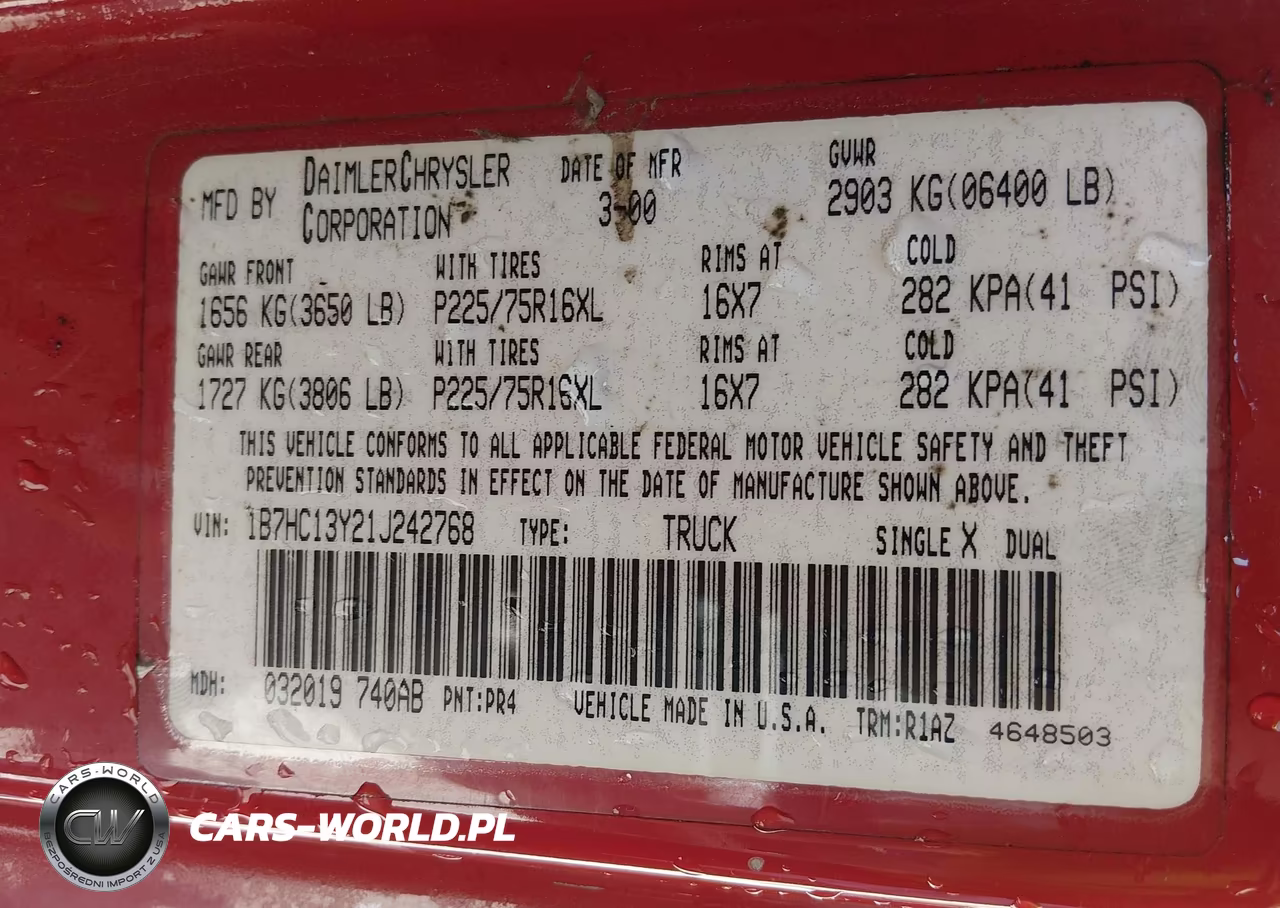2001 Dodge Ram 1500 St VIN:1B7HC13Y21J242768 - 9