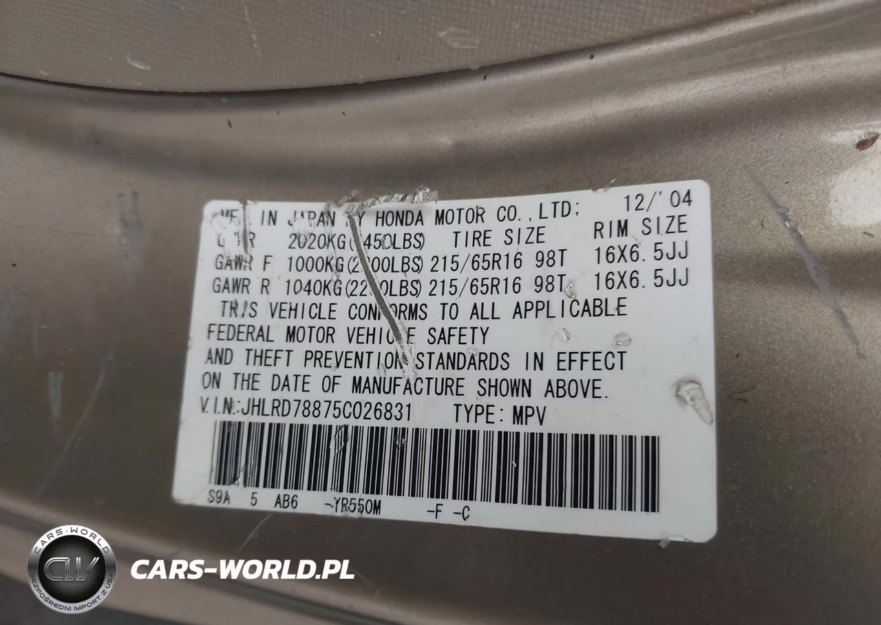 2005 Honda Cr-V Ex VIN:JHLRD78875C026831 - 9