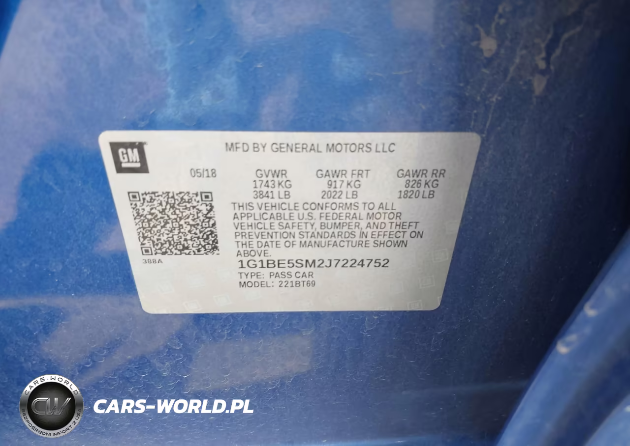 2018 Chevrolet Cruze Lt Auto VIN:1G1BE5SM2J7224752 - 9