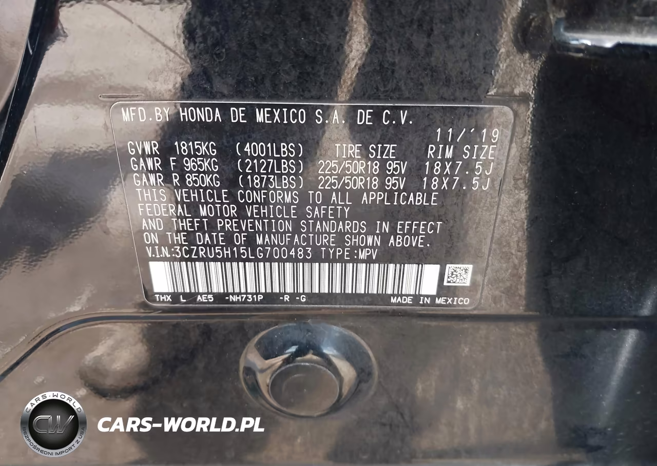 2020 Honda Hr-V 2Wd Sport VIN:3CZRU5H15LG700483 - 9