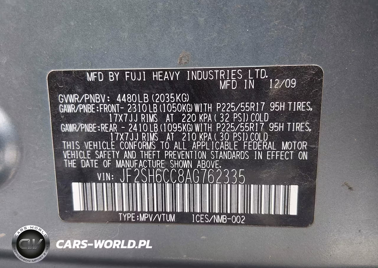 2010 Subaru Forester 2.5X Premium VIN:JF2SH6CC8AG762335 - 9