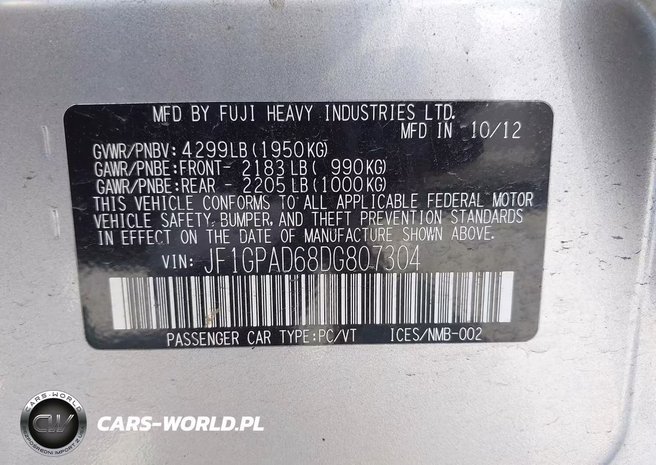 2013 Subaru Impreza 2.0I Premium VIN:JF1GPAD68DG807304 - 9