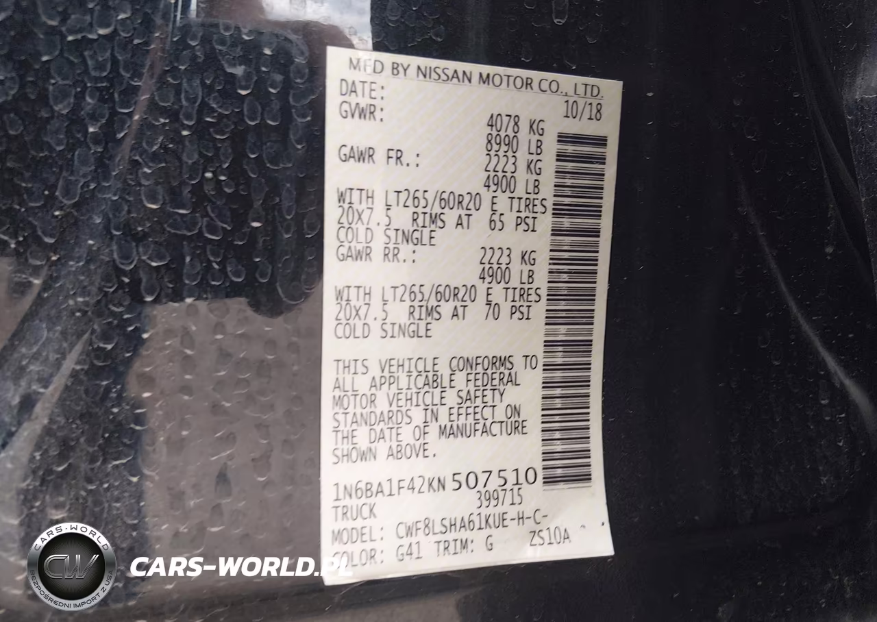 2019 Nissan Titan Xd Sv Diesel VIN:1N6BA1F42KN507510 - 9