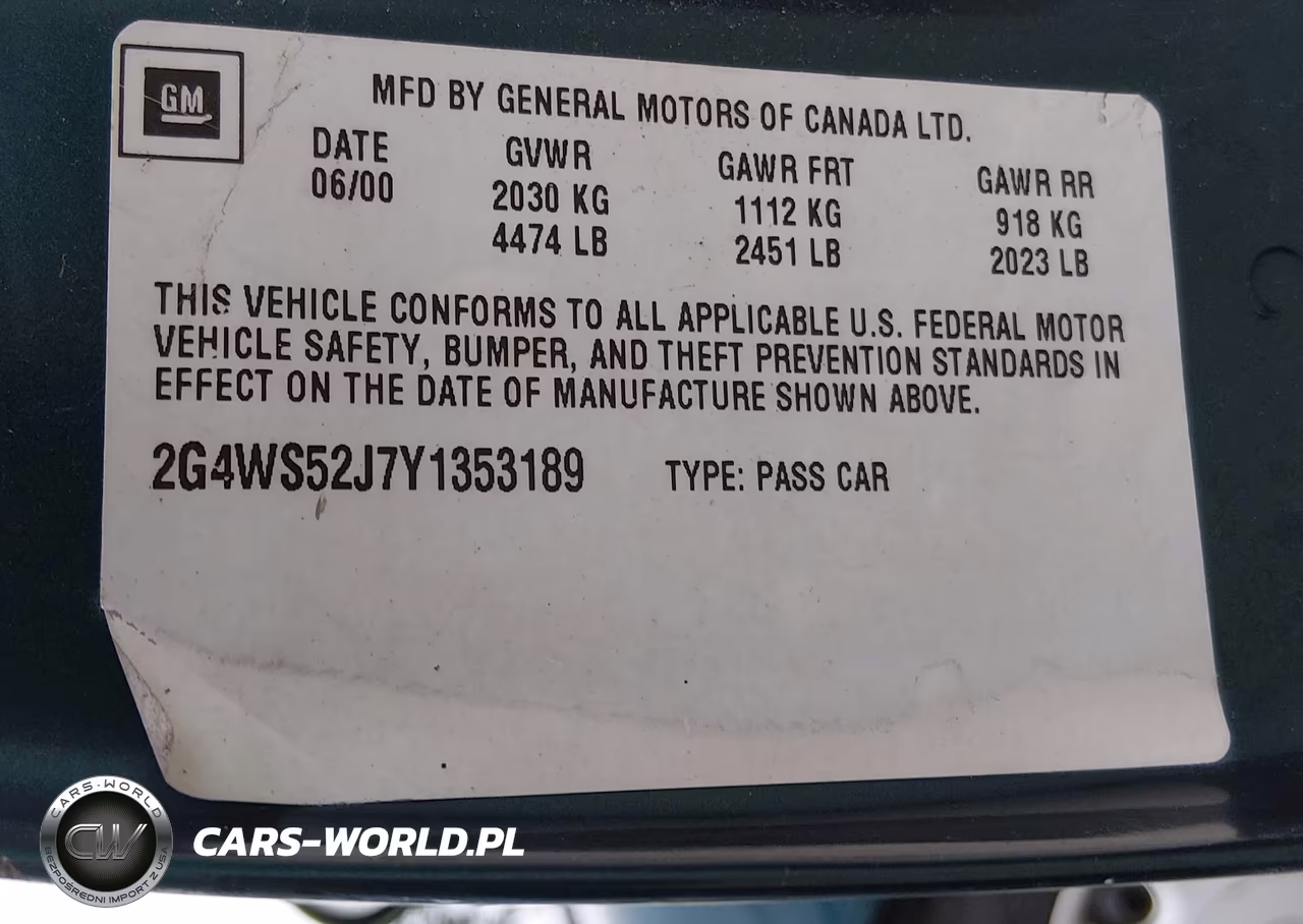 2000 Buick Century Custom VIN:2G4WS52J7Y1353189 - 9