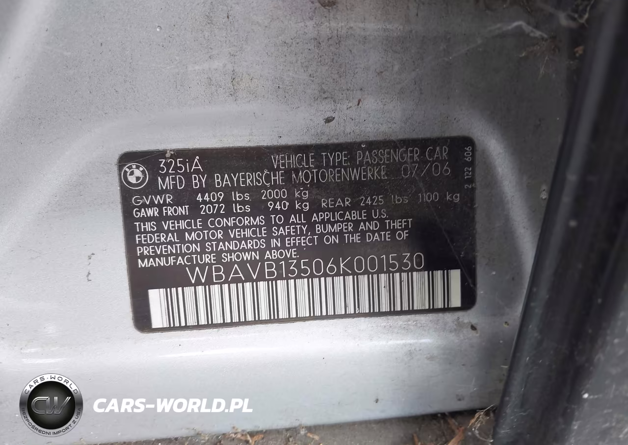 2006 BMW 325I VIN:WBAVB13506K001530 - 9