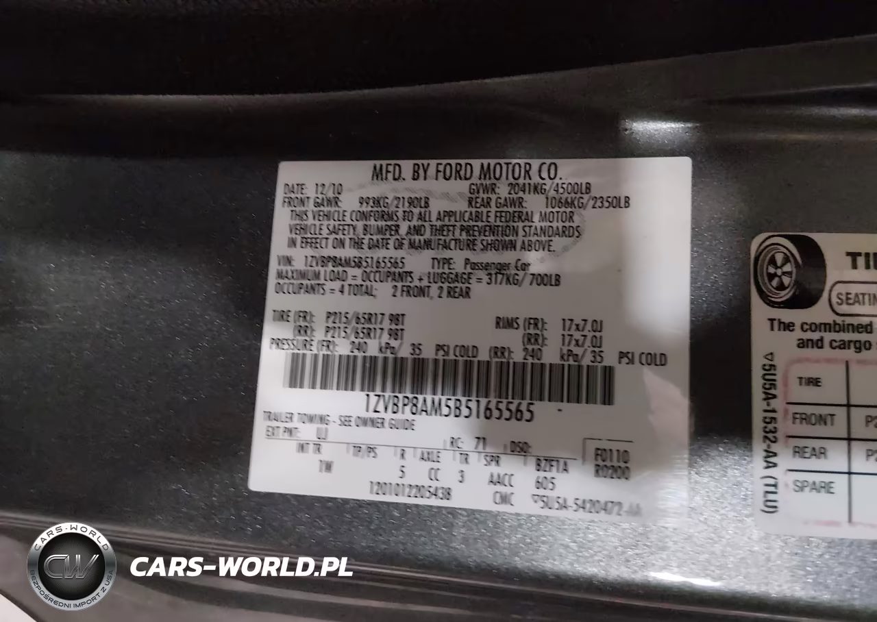 2011 Ford Mustang V6 VIN:1ZVBP8AM5B5165565 - 9