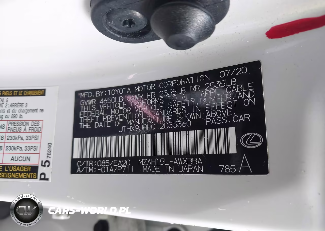 2020 Lexus Ux 250H VIN:JTHX9JBH0L2033360 - 9