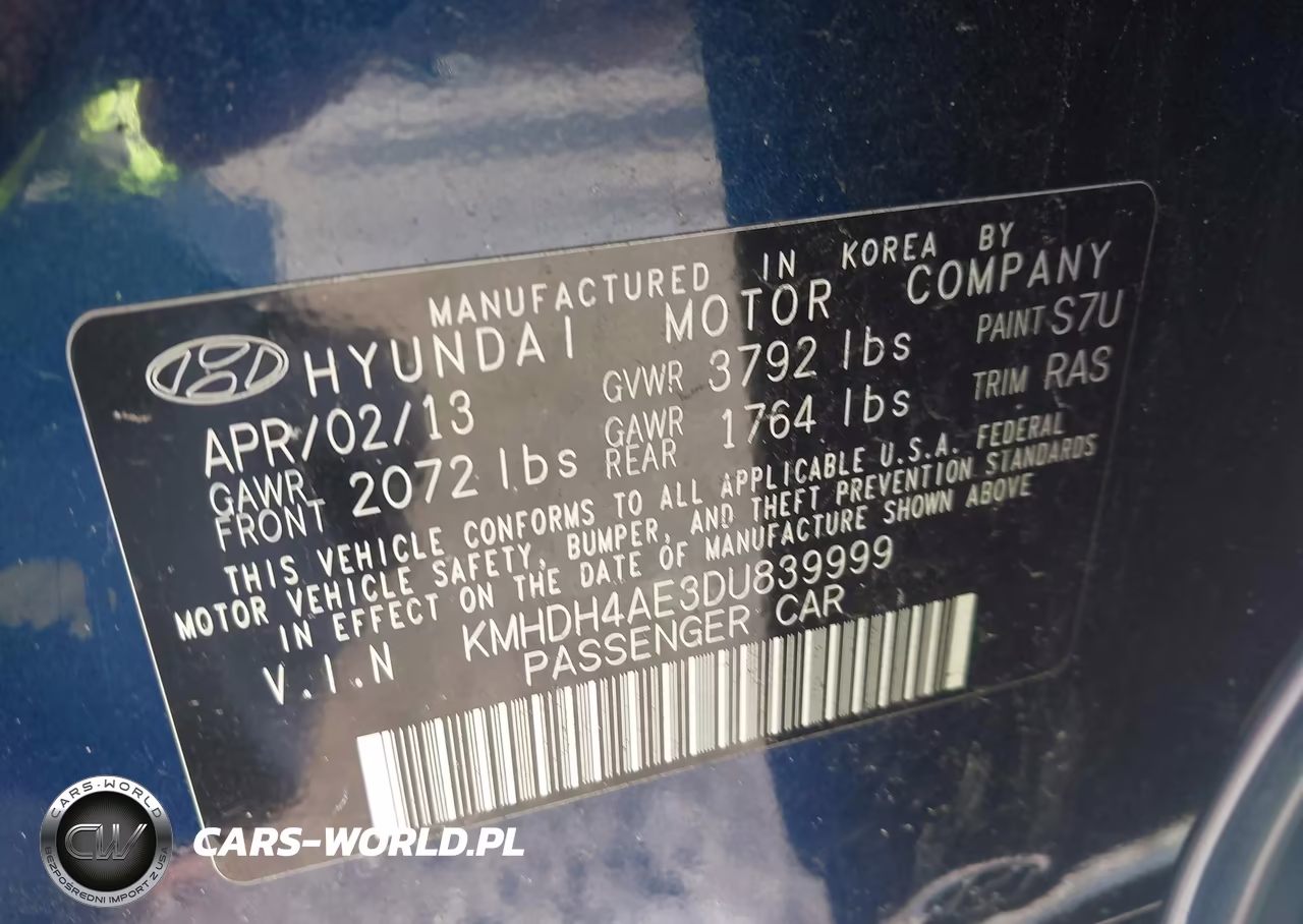 2013 Hyundai Elantra Limited VIN:KMHDH4AE3DU839999 - 9