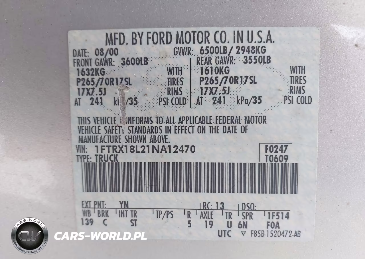 2001 Ford F-150 Lariat-Xl-Xlt VIN:1FTRX18L21NA12470 - 9