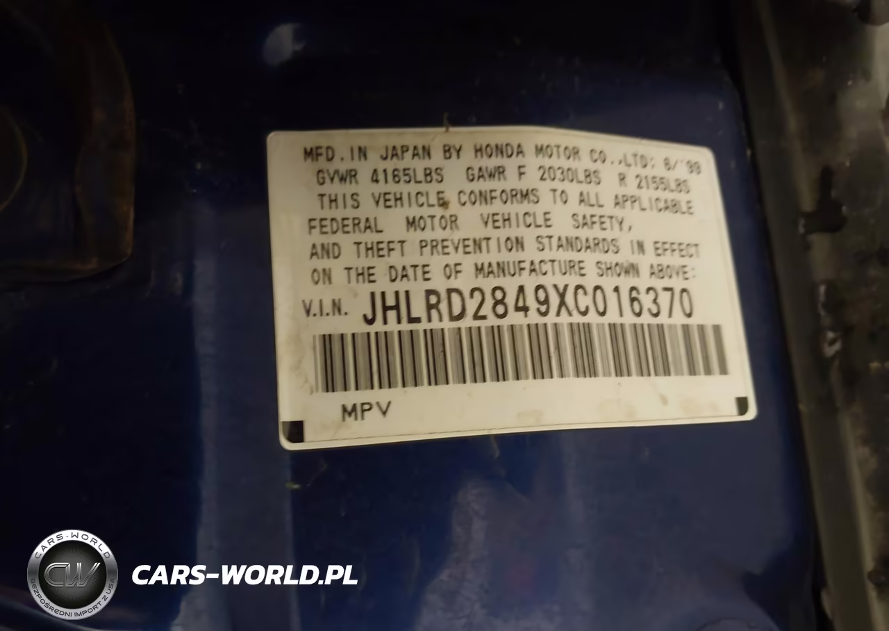 1999 Honda Cr-V Lx VIN:JHLRD2849XC016370 - 9