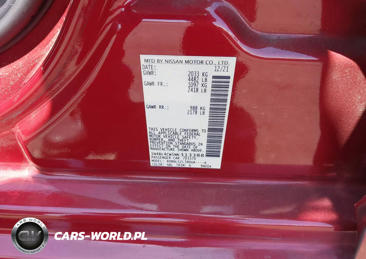 2022 Nissan Altima Sr Intelligent Awd VIN:1N4BL4CW5NN313388 - 9