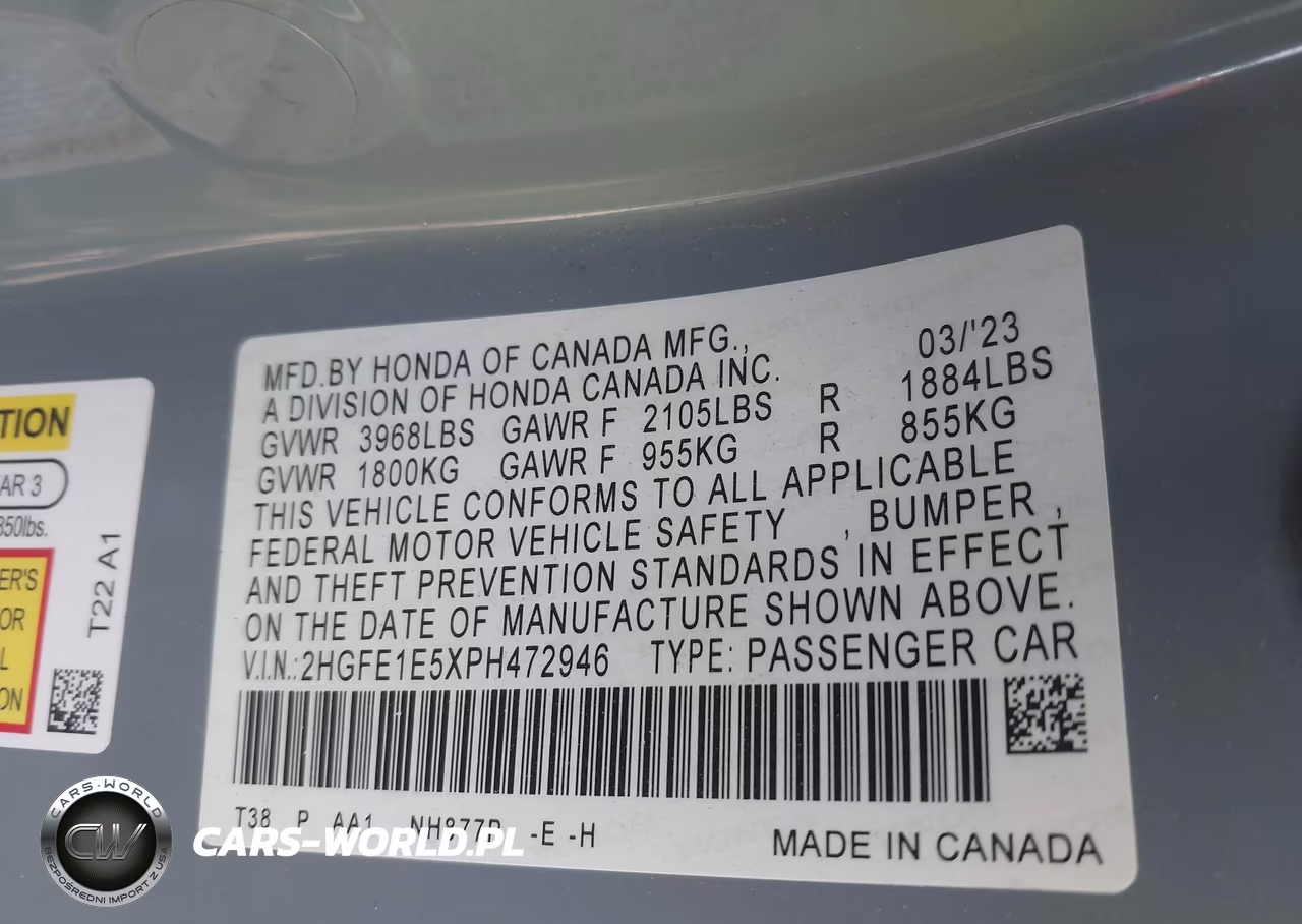 2023 Honda Civic Si Sedan VIN:2HGFE1E5XPH472946 - 9
