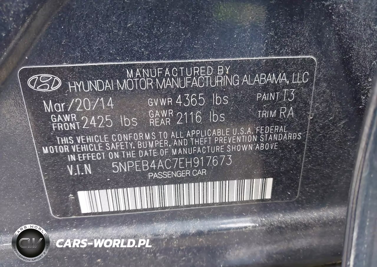 2014 Hyundai Sonata Gls VIN:5NPEB4AC7EH917673 - 9