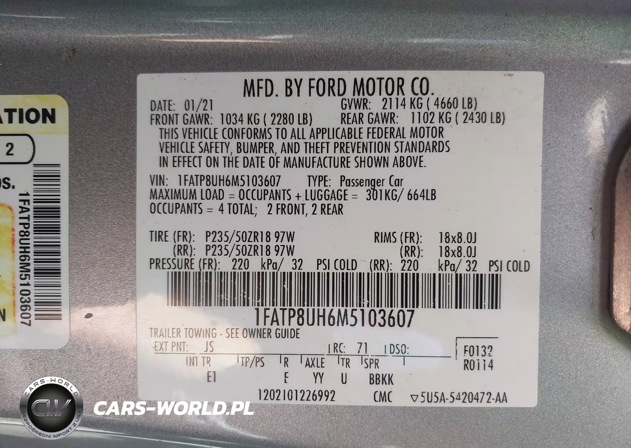 2021 Ford Mustang VIN:1FATP8UH6M5103607 - 9