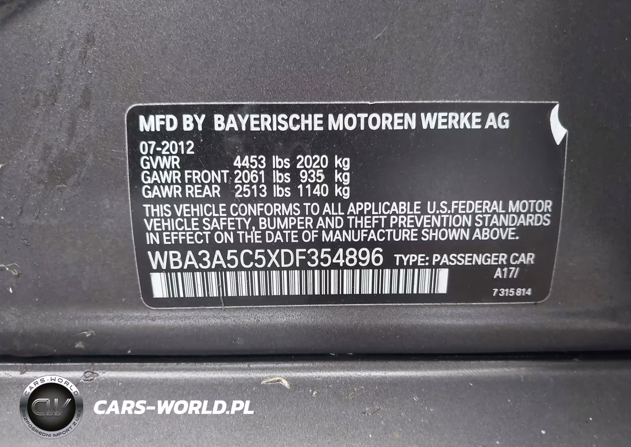 2013 BMW 328I VIN:WBA3A5C5XDF354896 - 9