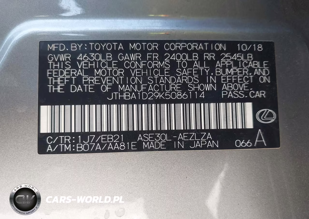 2019 Lexus Is 300 VIN:JTHBA1D29K5086114 - 9