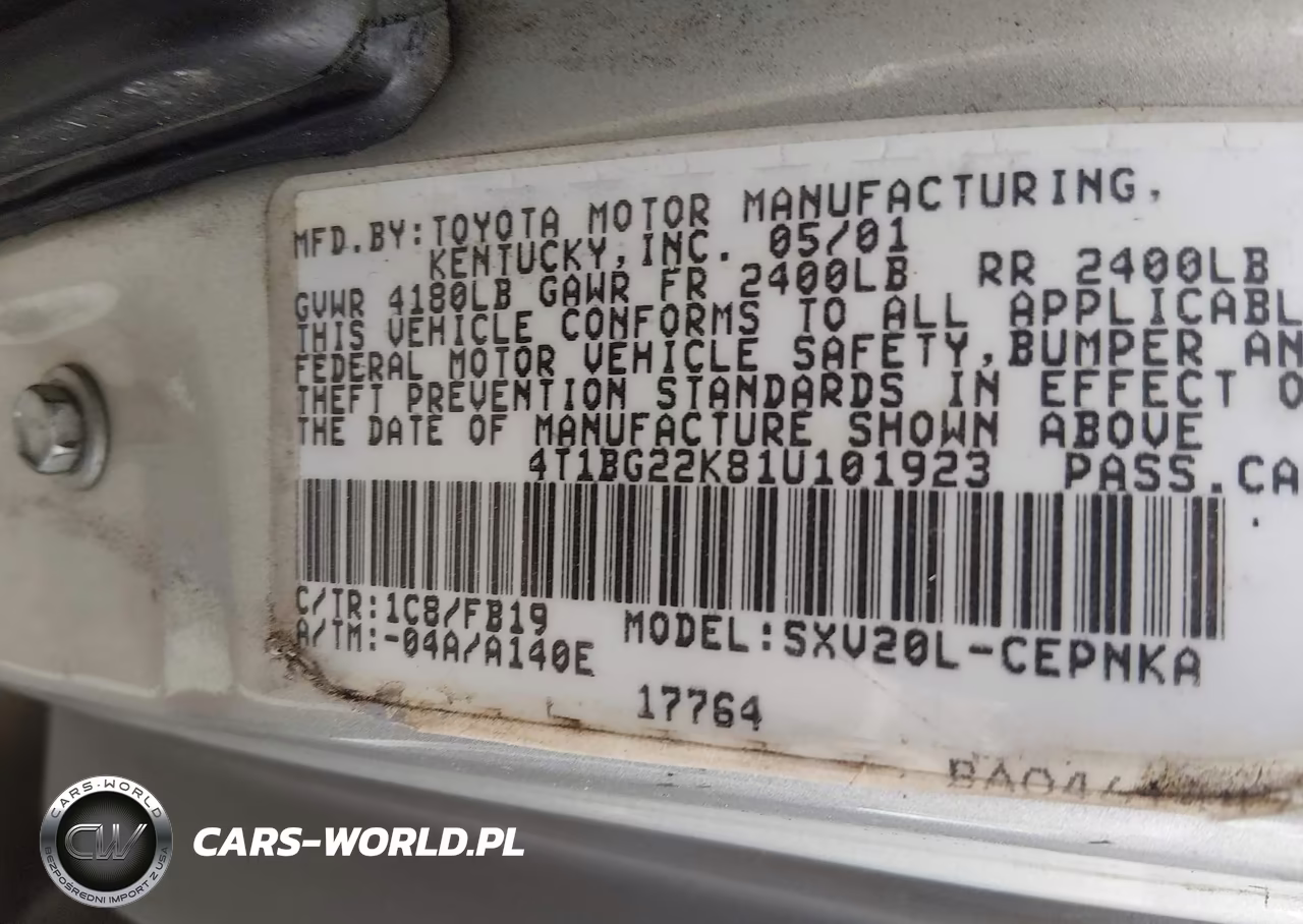 2001 Toyota Camry Le VIN:4T1BG22K81U101923 - 9