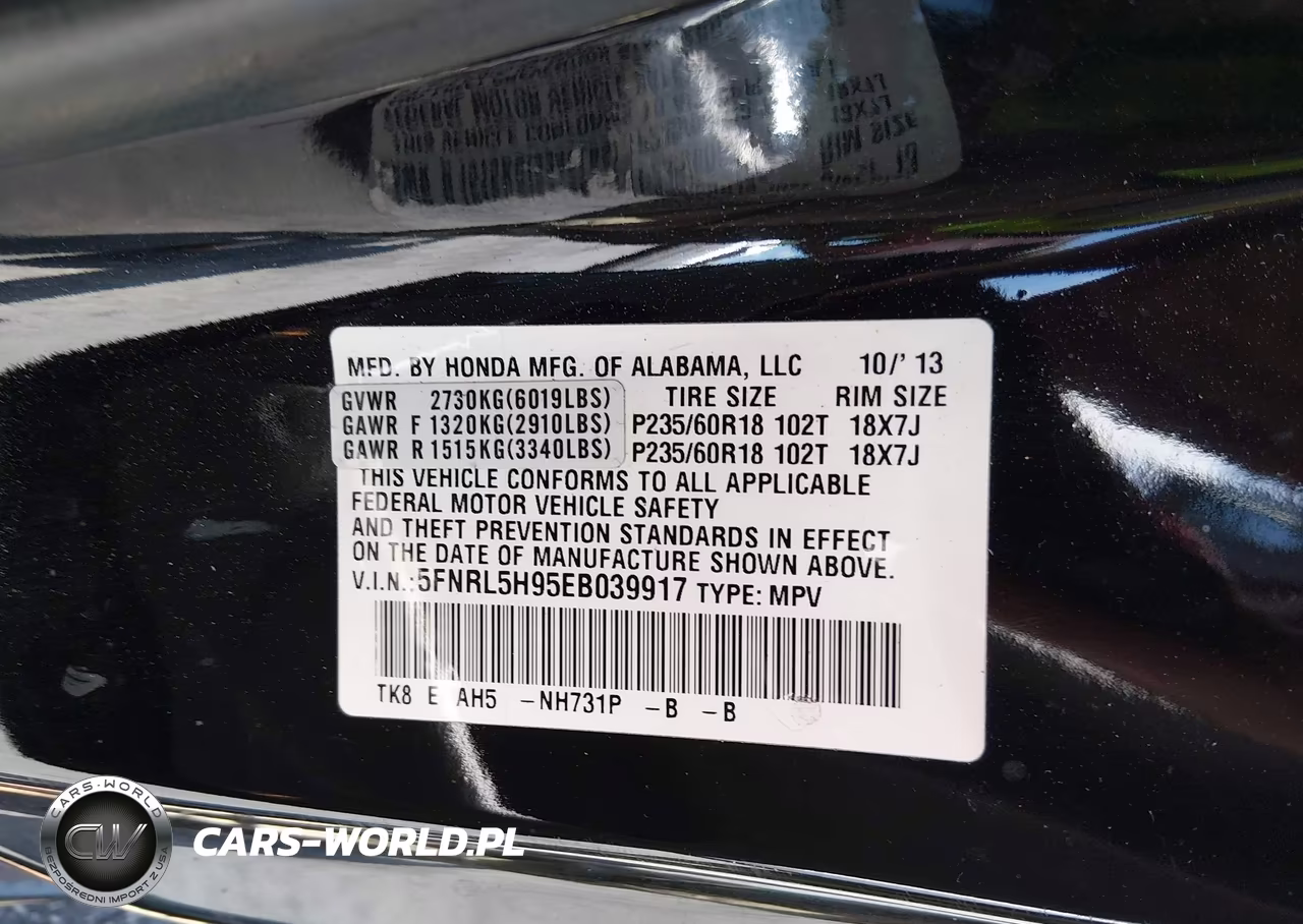 2014 Honda Odyssey Touring-Touring Elite VIN:5FNRL5H95EB039917 - 9