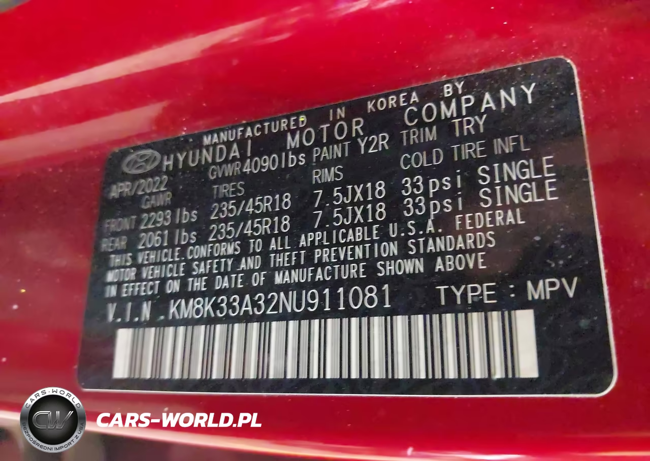 2022 Hyundai Kona N Line VIN:KM8K33A32NU911081 - 9