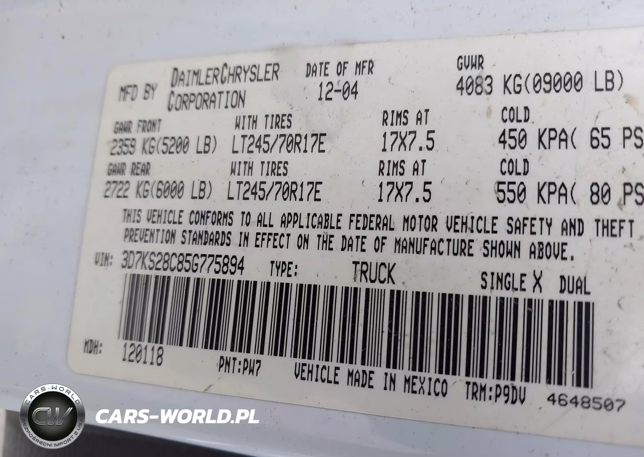 2005 Dodge Ram 2500 St VIN:3D7KS28C85G775894 - 9