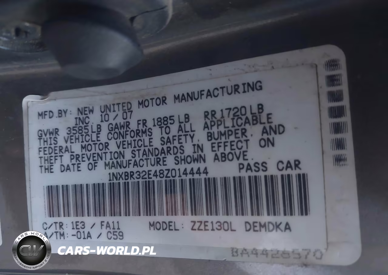 2008 Toyota Corolla Ce-Le-S VIN:1NXBR32E48Z014444 - 9