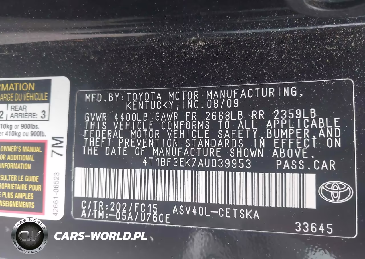 2010 Toyota Camry Se VIN:4T1BF3EK7AU039953 - 9