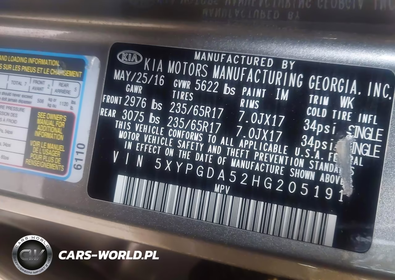2017 Kia Sorento 3.3L Lx VIN:5XYPGDA52HG205191 - 9