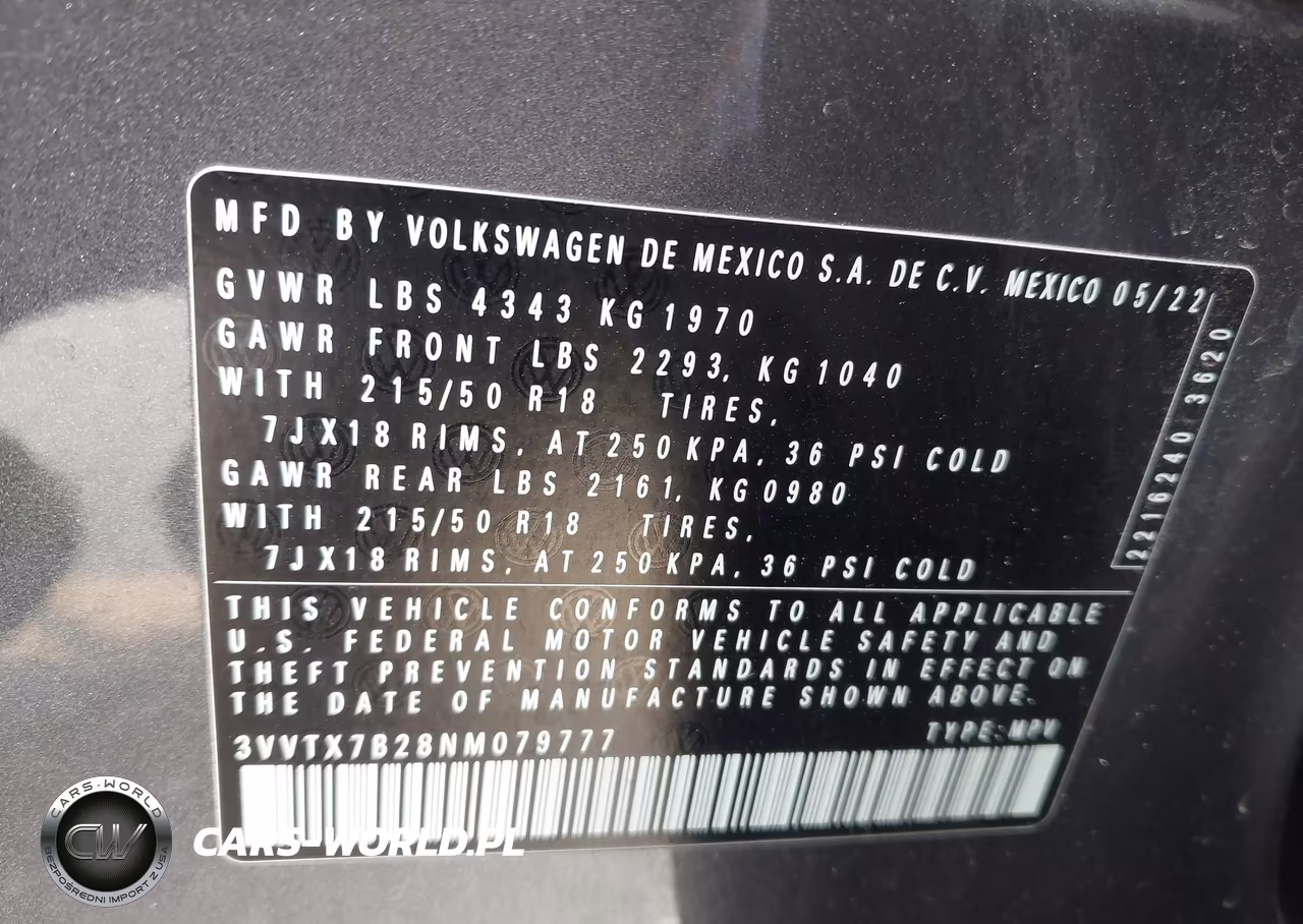 2022 Volkswagen Taos 1.5T Se VIN:3VVTX7B28NM079777 - 9