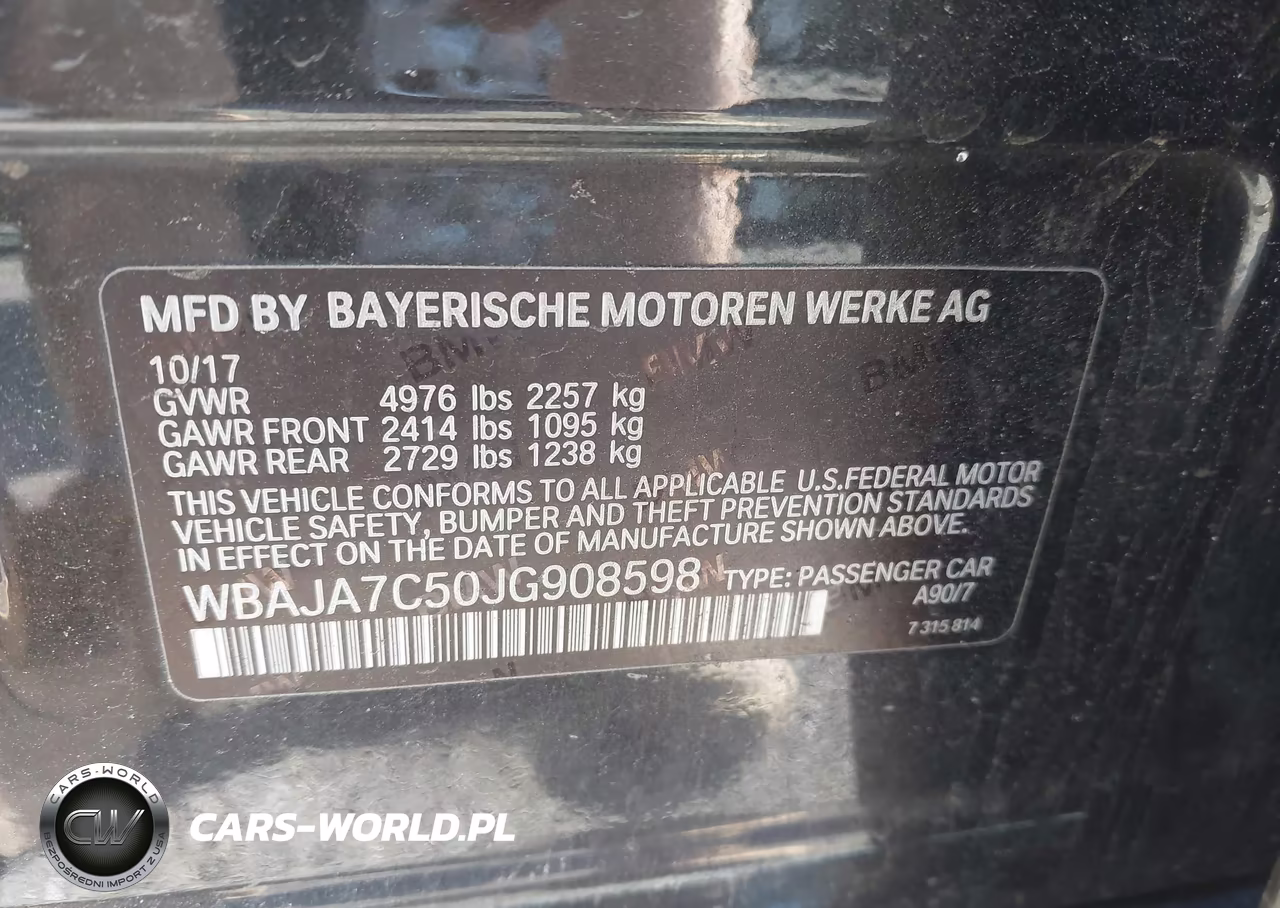 2018 BMW 530I xDrive VIN:WBAJA7C50JG908598 - 9