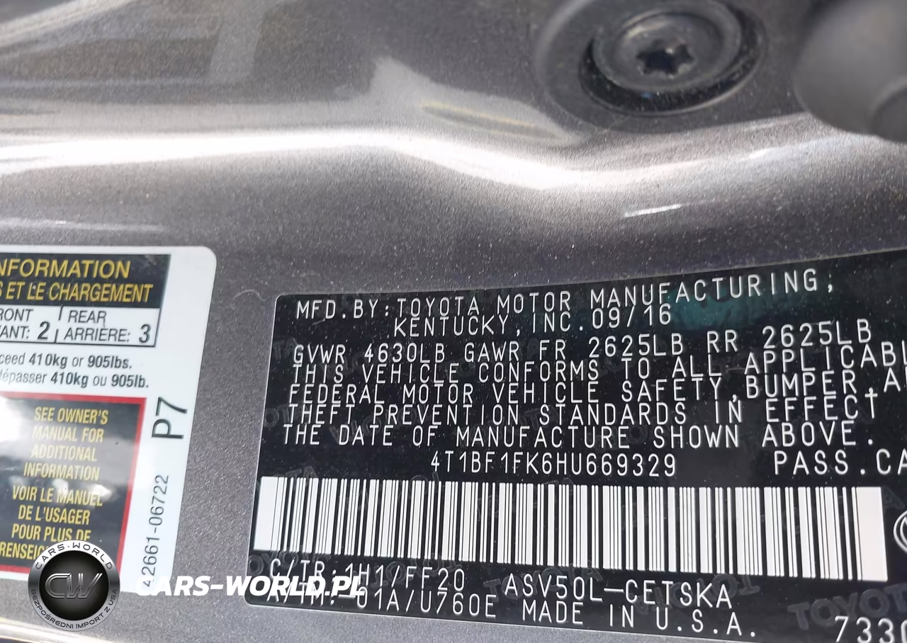 2017 Toyota Camry Se VIN:4T1BF1FK6HU669329 - 9