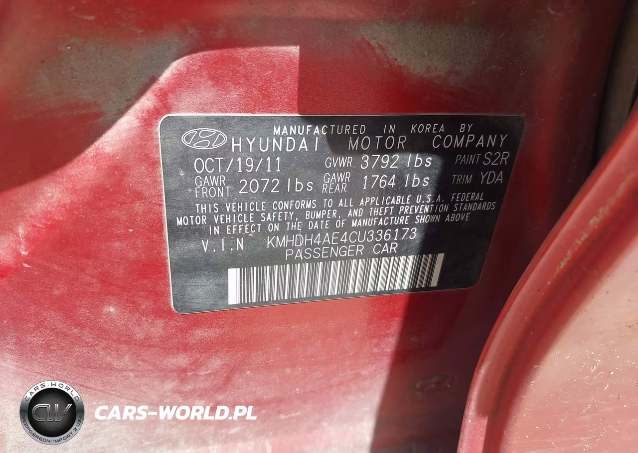 2012 Hyundai Elantra Gls (Ulsan Plant) VIN:KMHDH4AE4CU336173 - 9