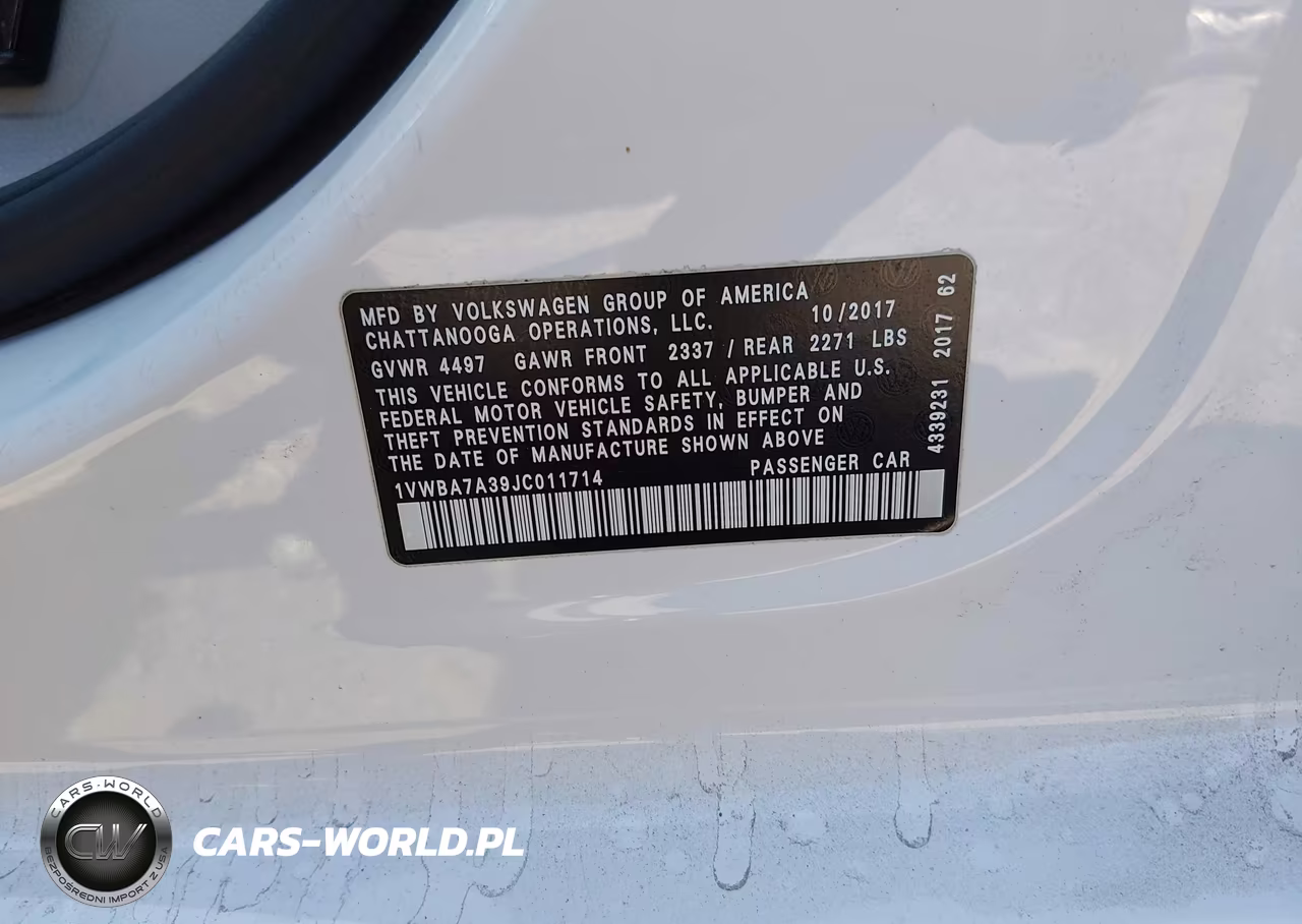 2018 Volkswagen Passat 2.0T Se VIN:1VWBA7A39JC011714 - 9