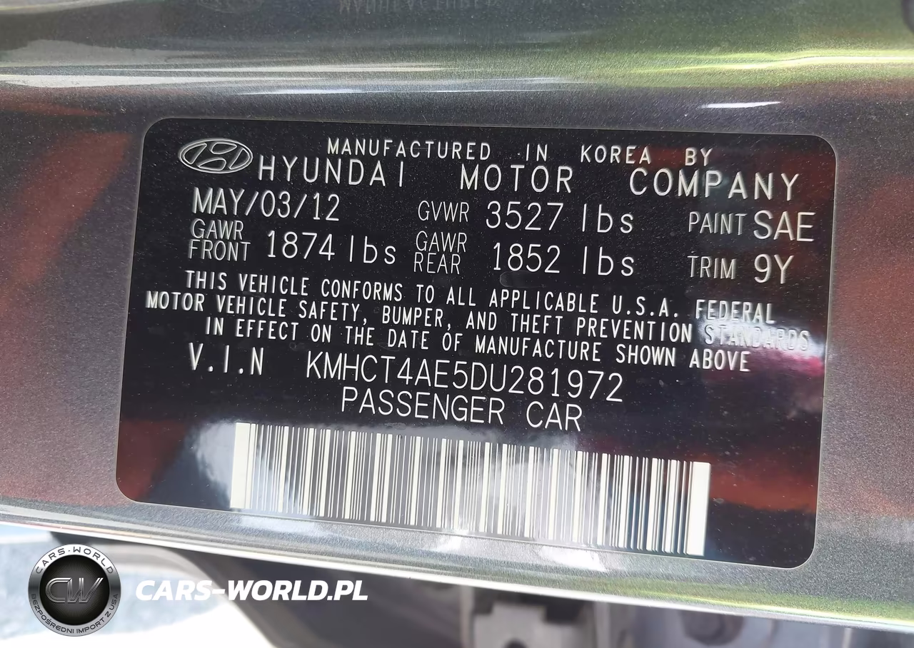 2013 Hyundai Accent Gls VIN:KMHCT4AE5DU281972 - 9