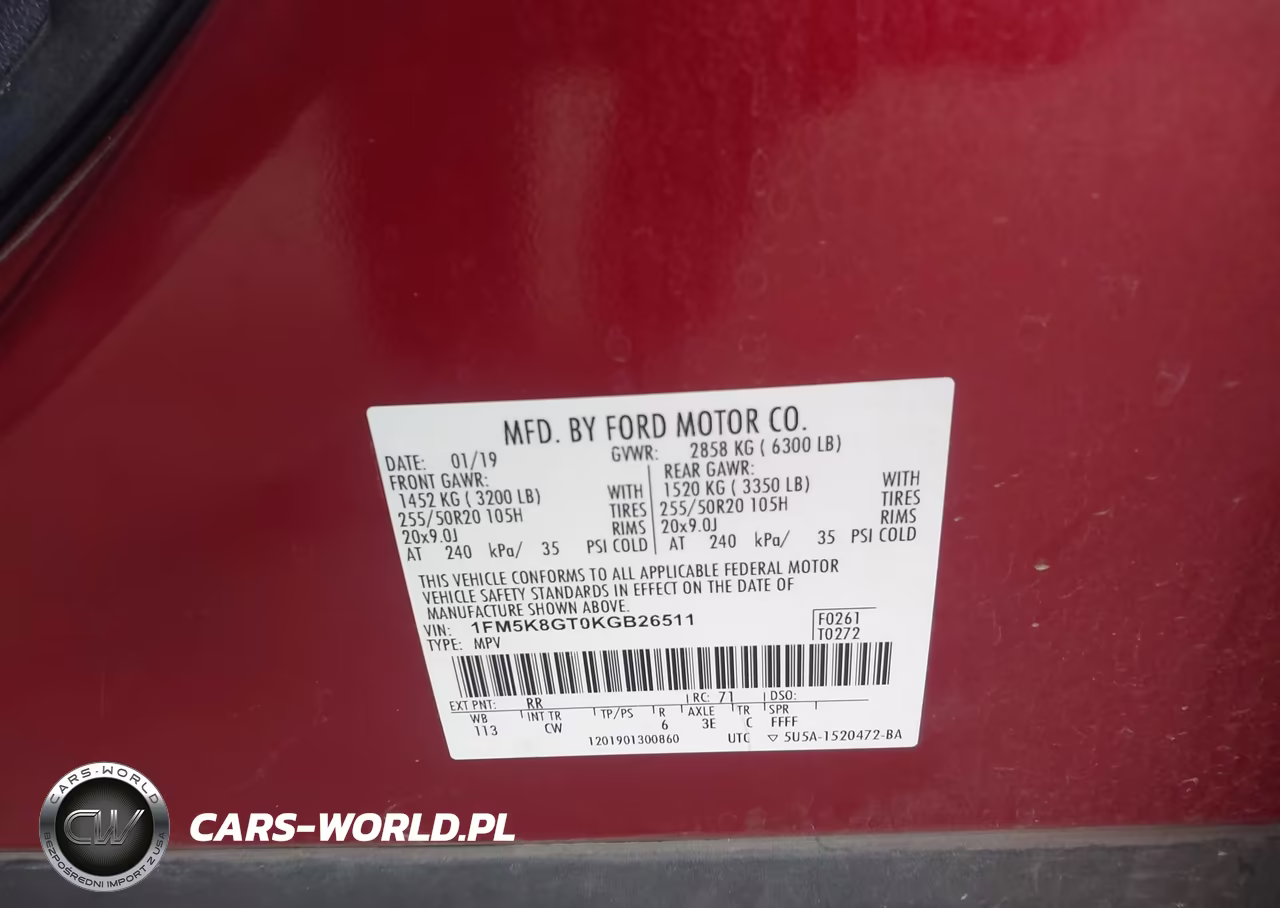 2019 Ford Explorer Sport VIN:1FM5K8GT0KGB26511 - 9