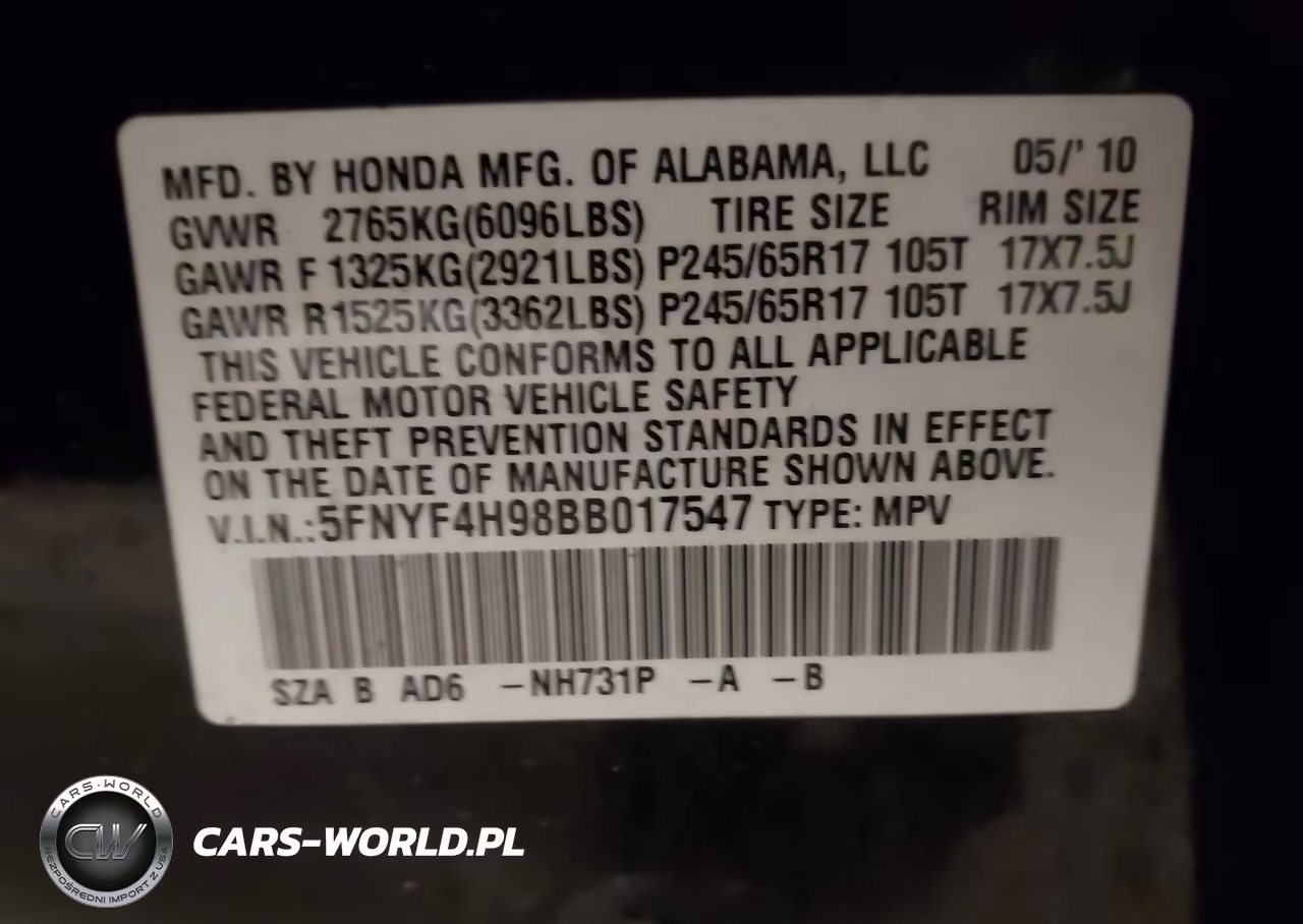 2011 Honda Pilot Touring VIN:5FNYF4H98BB017547 - 9