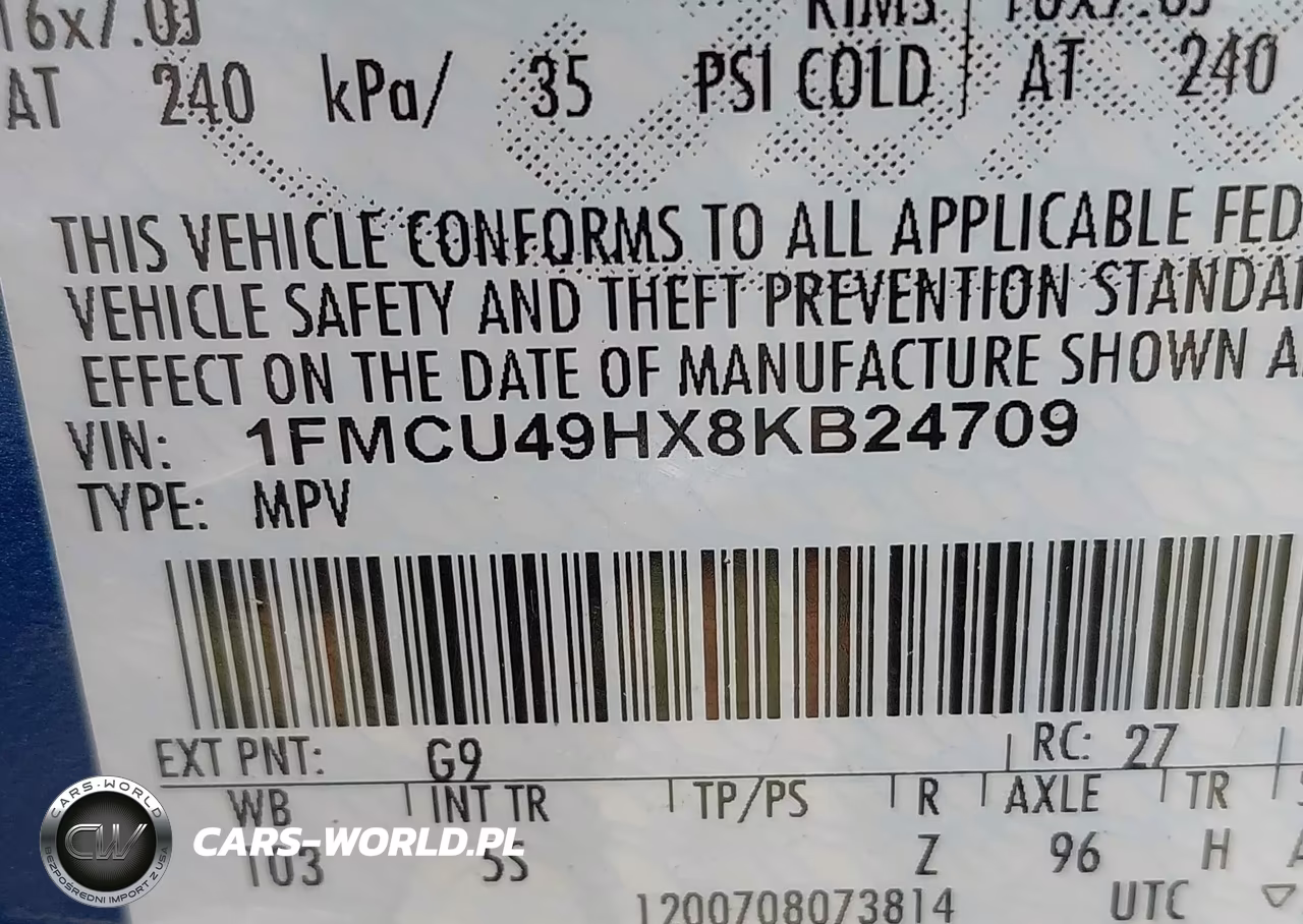 2008 Ford Escape Hybrid VIN:1FMCU49HX8KB24709 - 9