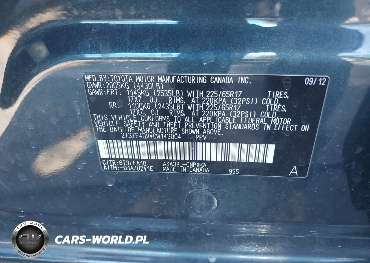 2012 Toyota Rav4 VIN:2T3ZF4DV4CW143004 - 9